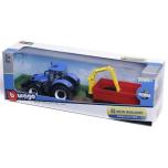 BURAGO Tractor w/combination trailer N.H T7.615 10cm blue