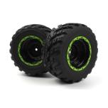 Smyter MT Wheels/Tires Assy (Black/Green/2pcs)