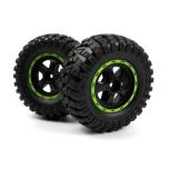 Smyter Desert Wheels/Tires Assy (Blk/Green/2pcs)